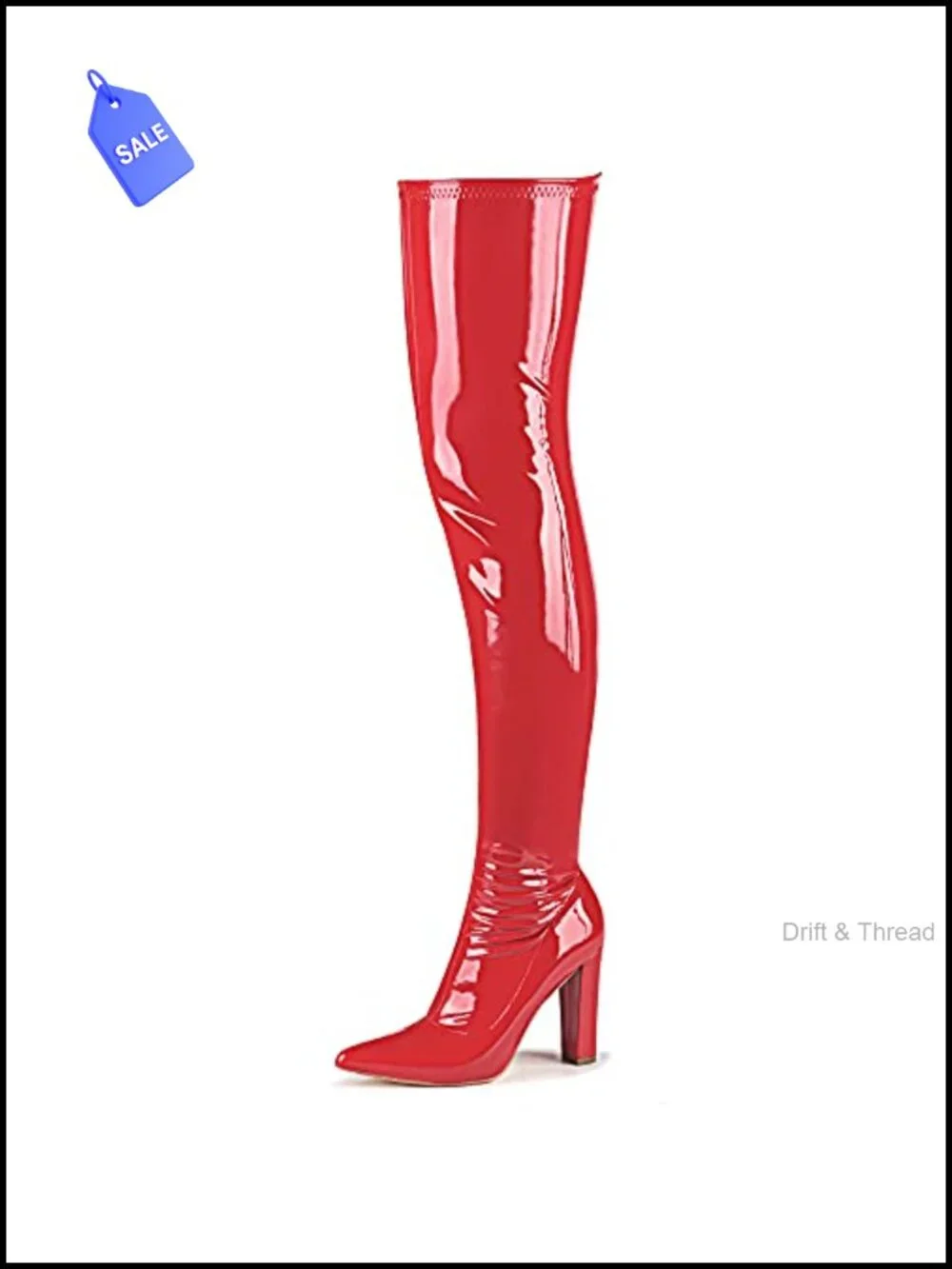 Women's Thigh High Patent Leather PU Gogo Boots with Block Heel